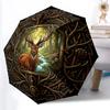 Deer Forest Fantasy Frame Pattern Umbrella, Portable and Foldable Design, 8 Ribs, a Casual Accessory for Halloween, Christmas, and Birthday Gifts.