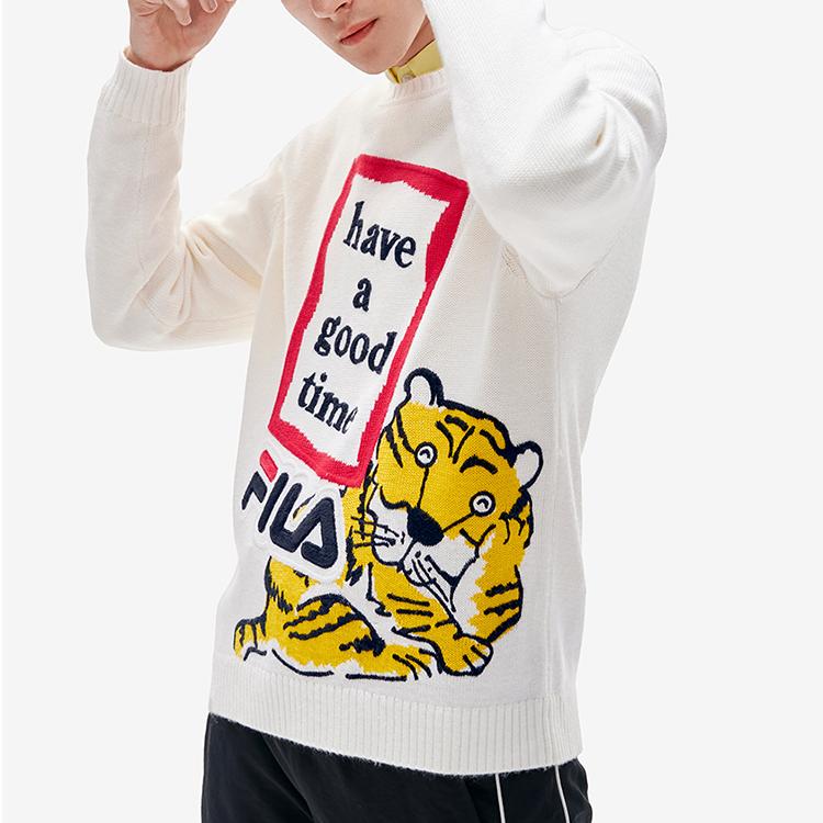 Men's Sweater FILA x Have A Good Time Co branded Year Of The Tiger Collection Sweater Unisex Cloud White