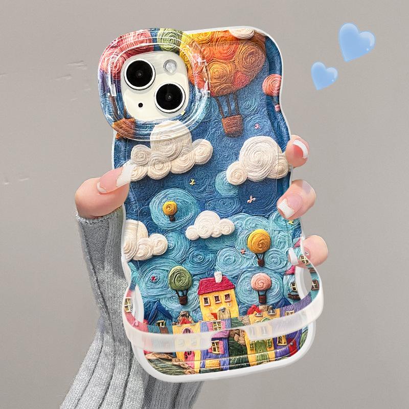 

Дом масляной живописи Подходит для чехла для мобильного телефона Apple 16 Xiaomi 15pro Двойной кронштейн 13 Ниша 14 Противоударный 12 Силиконовый Xr Redmi K40/K40 Pro