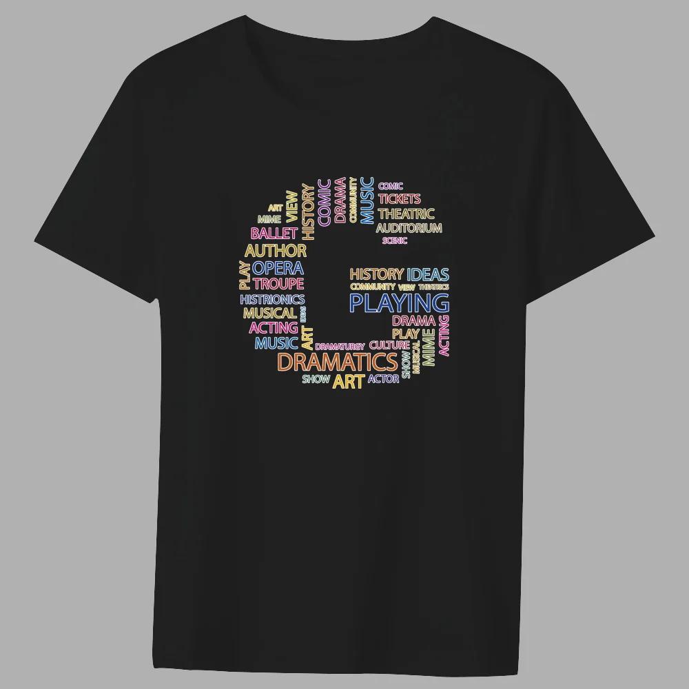 Men's Classic T-shirt Casual O-neck Text Lettern Printing Pattern Series Commuter All-match Breathable Black Shirt