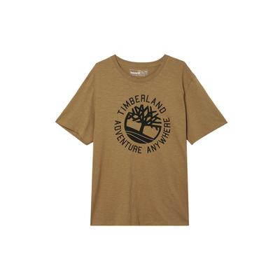 Logo Print Loose Fashion Outdoor Round Neck Pullover Sports Casual Short Sleeve T-Shirt Men Tops Wheat A2Q4AP47