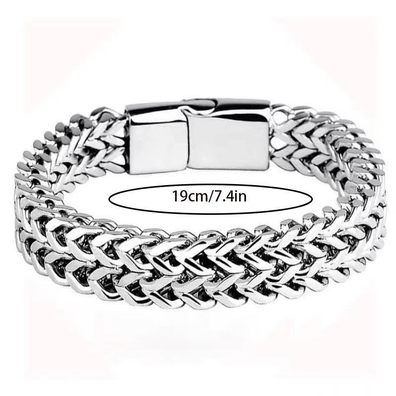 Stainless Steel Braided Double Row Front and Rear Fish Scale Alloy Magnetic Buckle Bracelet with Keel Jewelry Gifts Wholesale
