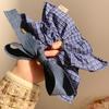 Inel de păr coreean nou supradimensionat, vintage, culoare albastră, carouri, elastic de păr, bentiță, scrunchies, accesorii de păr pentru femei, cadouri