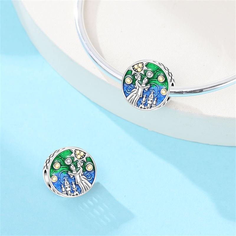 100%Stering Couple Flower House Charms Beads Apple Money Pendant Fit Original Bracelet Diy For Women Jewelry