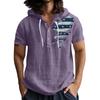 Men'S Casual Short Sleeved Hooded Top Buttoned Open Neck T-Shirt