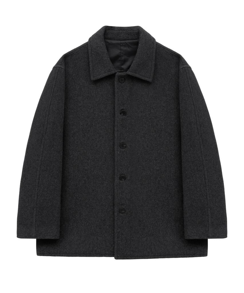 Hyoji Fw Herringbone Wool Half Coat