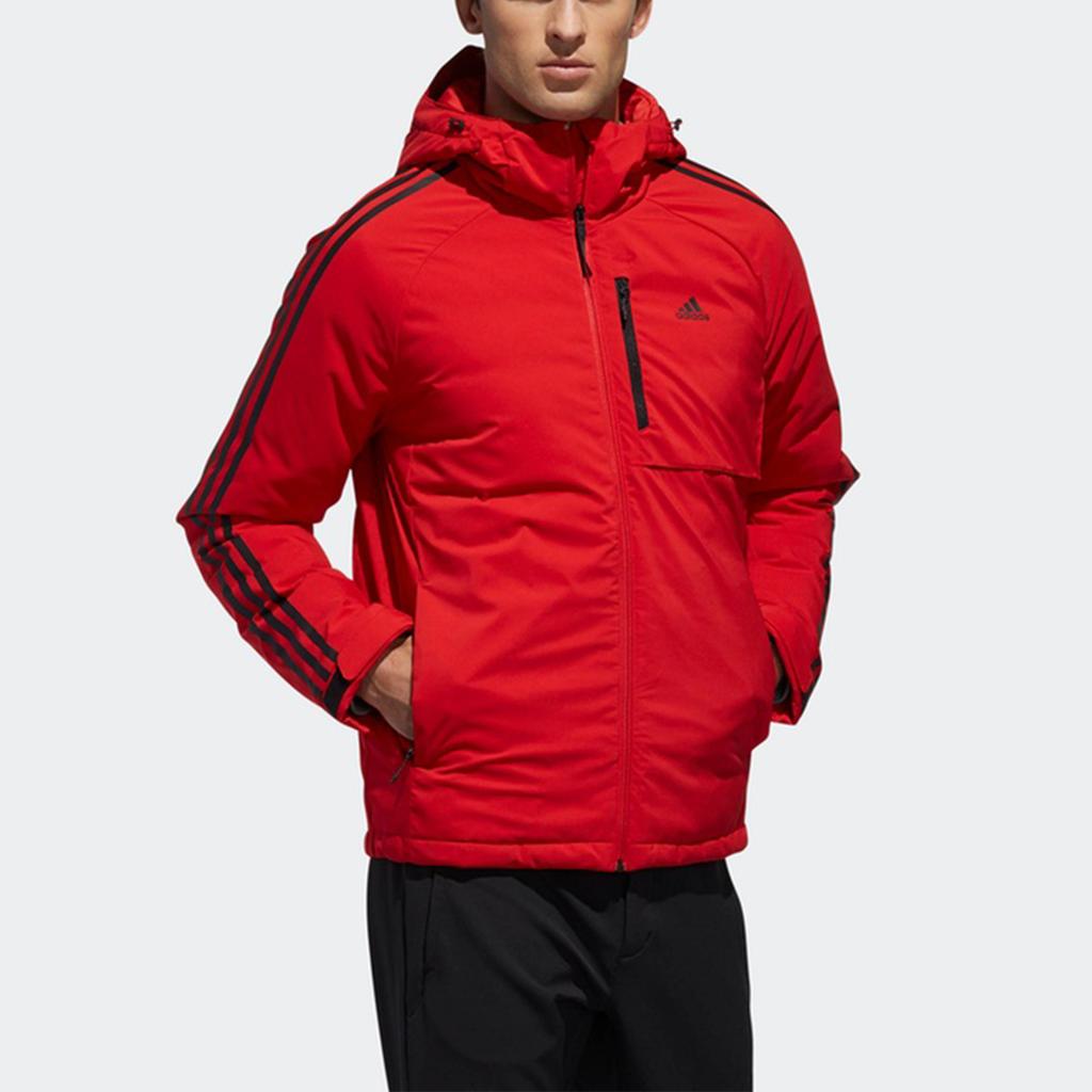 Adidas 3-Stripes Down Hooded Puffer Jacket Men Outerwear Light-Crimson DM1971