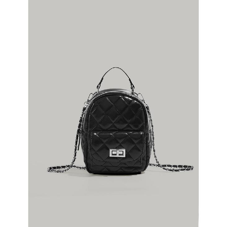 High-quality niche diamond-patterned women s backpack, trendy 2024 new fashion versatile small backpack for casual travel чёрный