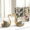 Metal Pair of Swan Candle Holder & Candles Combo Gift Hamper, Festive Gifting Showpiece for Valentine's Day, Anniversary