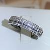 New Romantic Ring Valentine's Day Gift Fashion Personalized Zirconia Three Row Diamond Ring Female Wedding Proposal  Jewelry