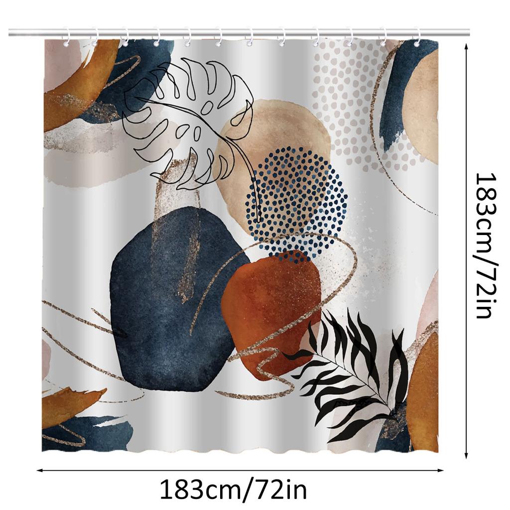 Boho Bathroom Curtains Shower Waterproof 72" x 72" Modern Shower Curtain Set Leaves Plant Neutral Bathroom For Home Decoration