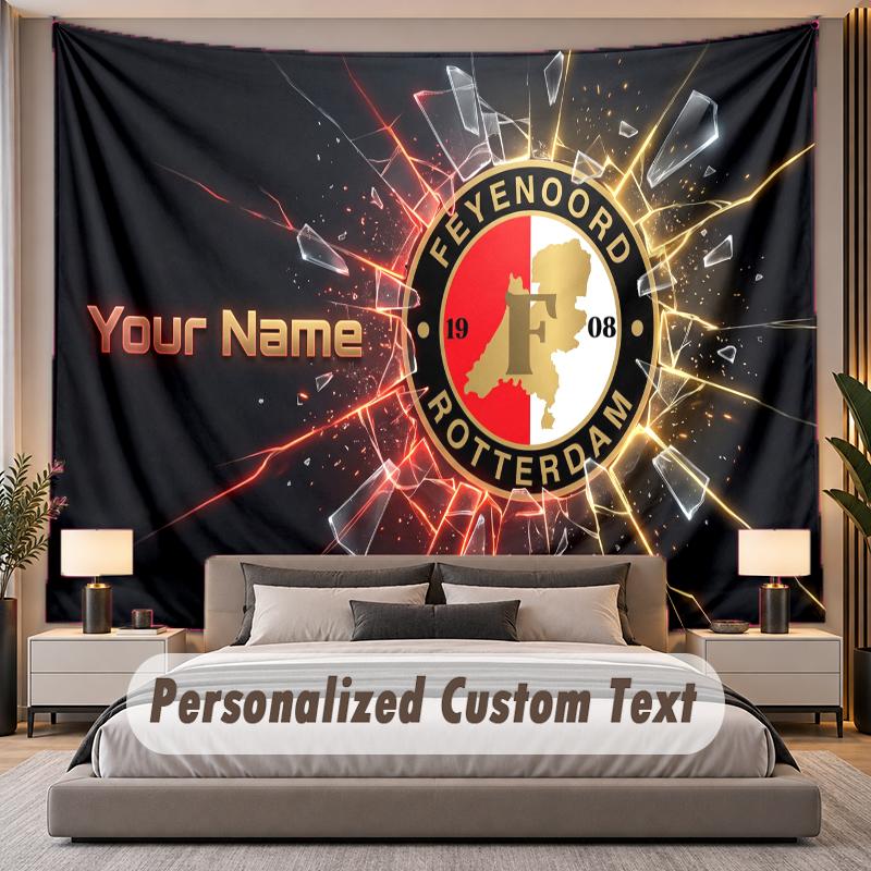 Custom Name Text Tapestry Feyenoord Personalized Polyester Wall Tapestry For Bedroom And Room