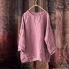 Linen Spring Women's Long Sleeves O Neck Tops Femme Streetwear Oversized Solid Tunic Tops Women Casual Korean Blouse Ropa