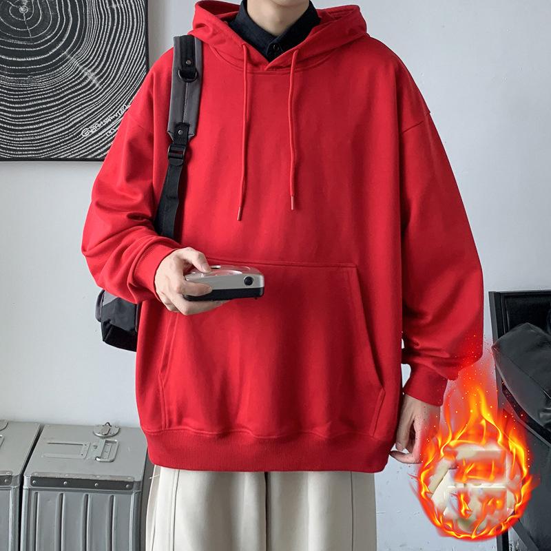 Frühling Herbst Casual Hoodie Bequemes Kapuzenpullover Herren Loose Top Einfarbig Pullover Jugend Sport Sweatshirt