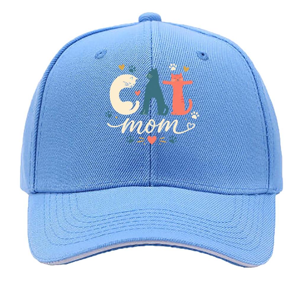 Playful Cat Mom Letter Silhouette Sandwich Baseball Cap Sun Cap Outdoor Workouts Hat