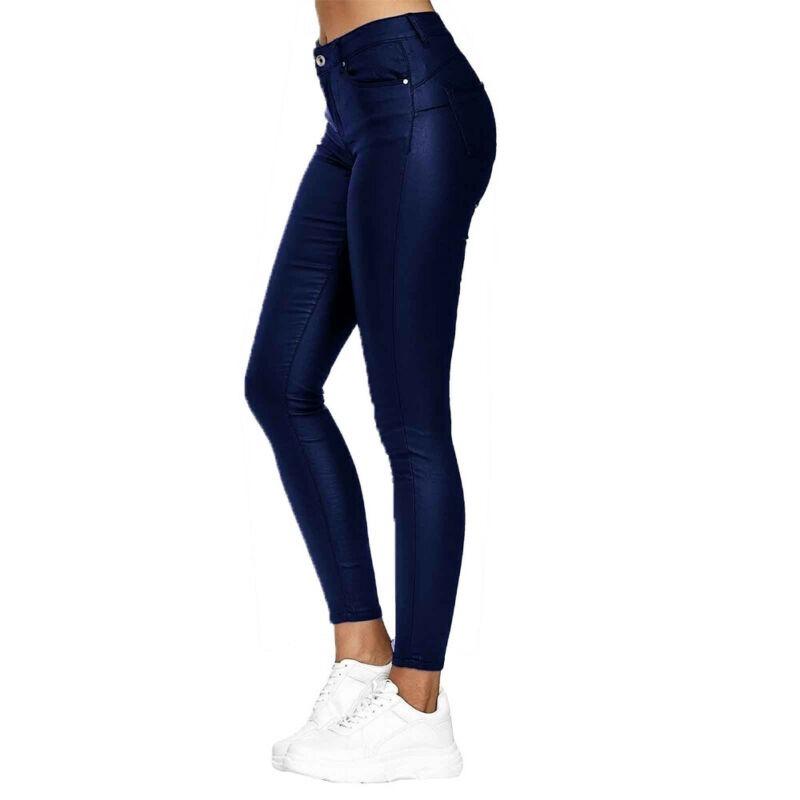 Dámské elastické tenké kožené kalhoty Skinny Solid zúžené spodní kalhoty Ležérní