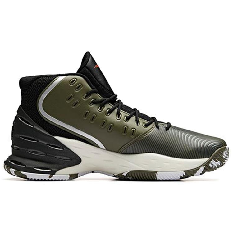 New Anta Speedy Decision Shock Absorbers Slip Resistant Abrasion Resistant High top Basketball Shoes Men's Black Green 11841301-6