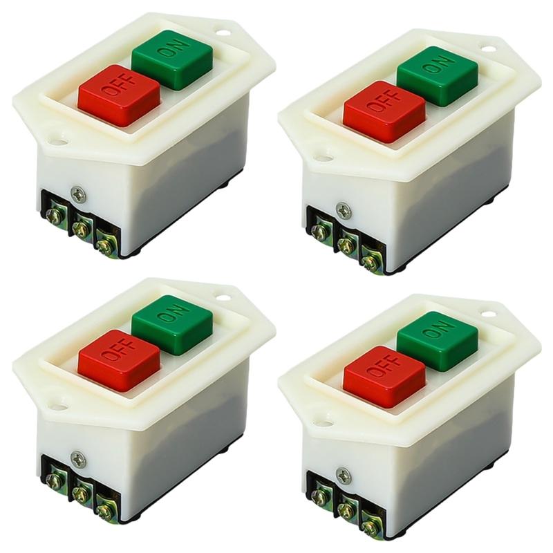Start Stop Push Button Switches 380V 3 Phase 5A Waterproof Flushing Mount Switches for Benches Grinder & Industrial Equipment