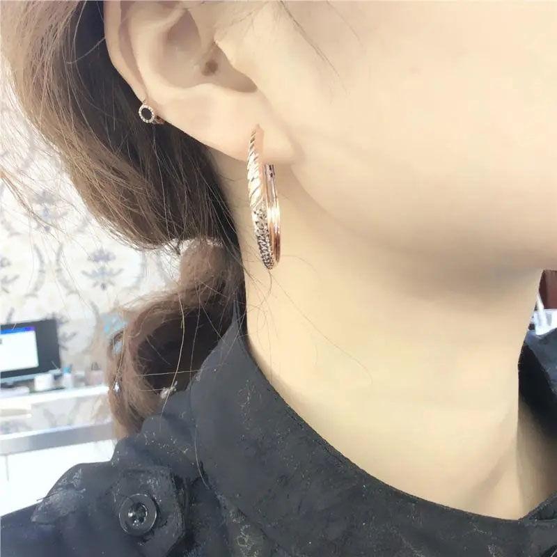 Purple Gold Rose Gold Circle Earrings Women'S Simple Fashion Personality Trend Noble Exaggerated Gold Earrings