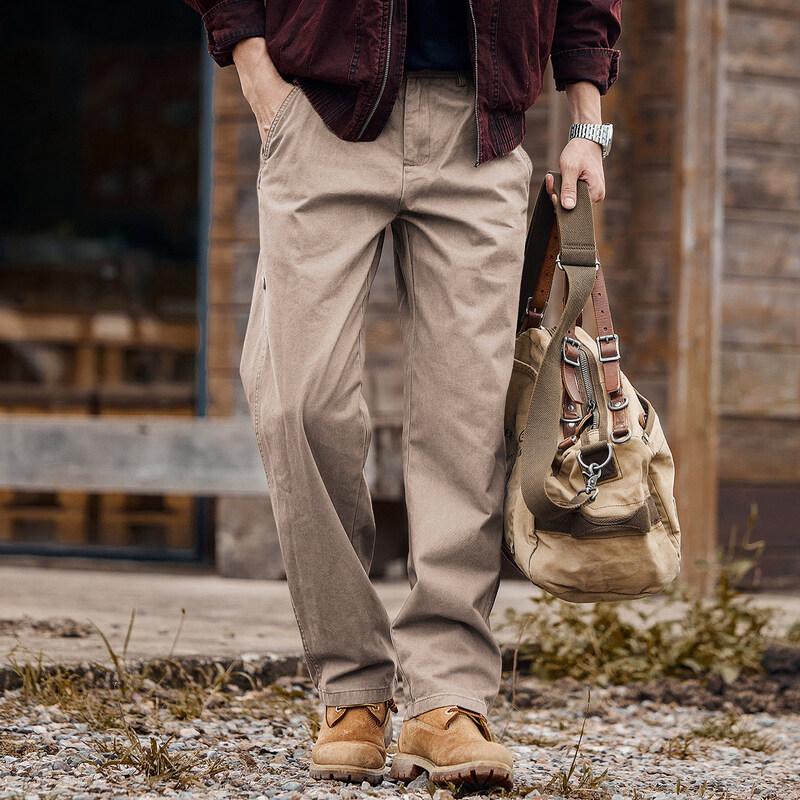 Men s American Retro Loose Straight Work Pants M