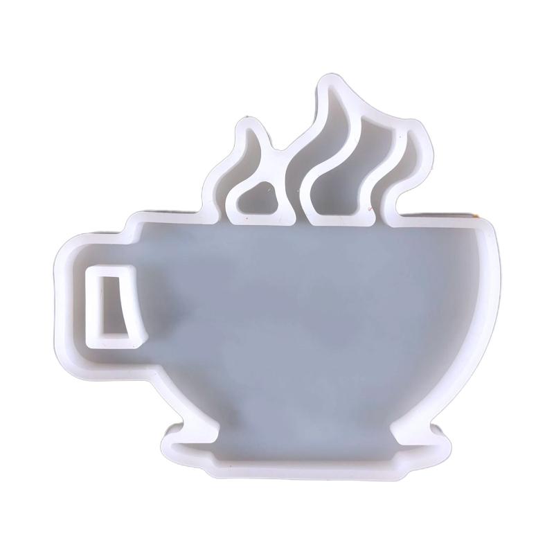 Reusable Silicone Keychain Mold For Epoxy Resin Art Creative Coffee Cup Shape Keyring Casting Mould