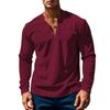 Neues Herren T-Shirt Langarm Basis Vier Knopf Cord Slim Herrenhemd