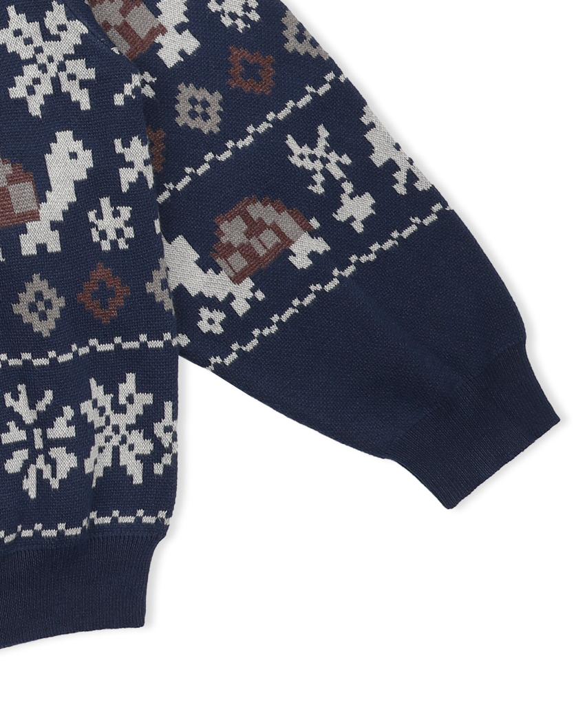 GLACK Gnt049 Turtles Fair Isle Nordic Knit (Navy)