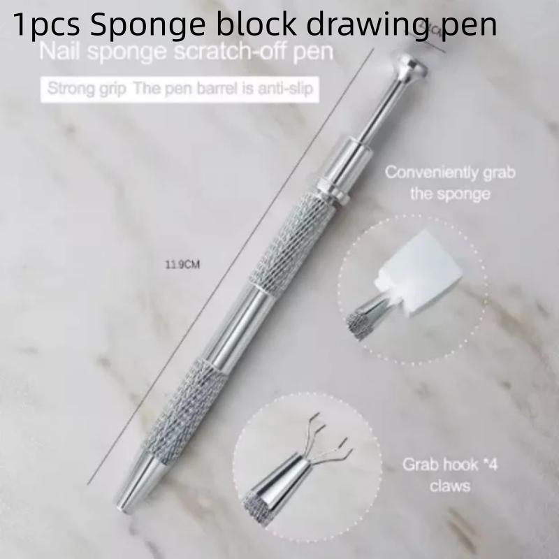 DIY Творческий зажим-пинцет со спонжем для нейл-арта из нержавеющей стали, мягкий зажим-спонж, украшение для маникюра, доттер для маникюра