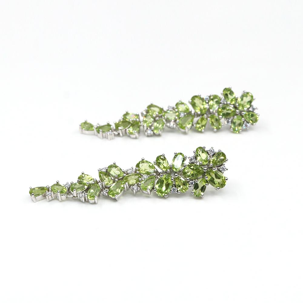 

Женские длинные серьги для вечеринки из серебра 925 пробы с натуральным перидотом, дизайн в форме листа, романтические изящные украшения для подарков на помолвку M