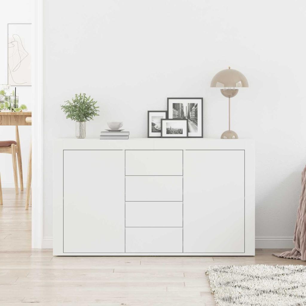 Credenza Bianca con Cassetti 120 x 36 x 69 cm Truciolato