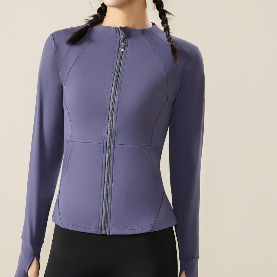 

Женская флисовая куртка для йоги - Теплая, облегающая, с длинным рукавом для бега и тренировок Extra Large темно-синий