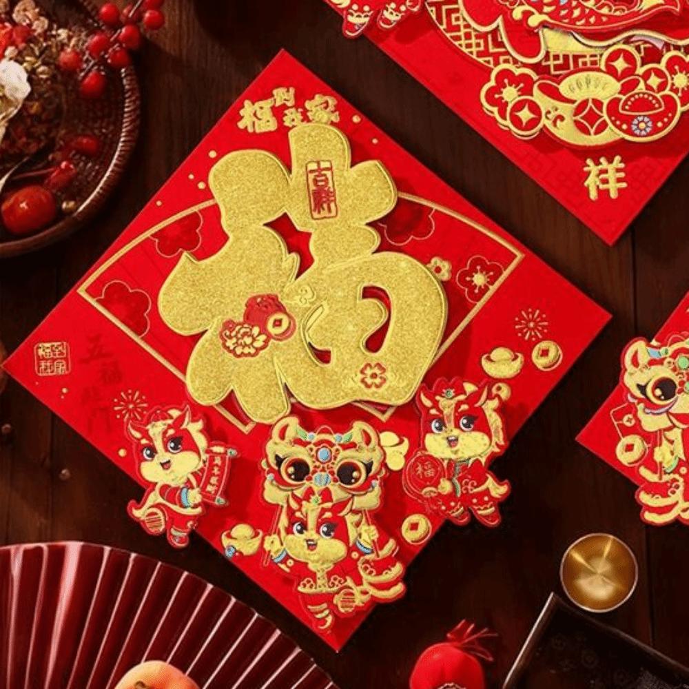 Traditional Fu Character Wall Sticker Blessing Fuzi Door Sticker  Chinese New Year