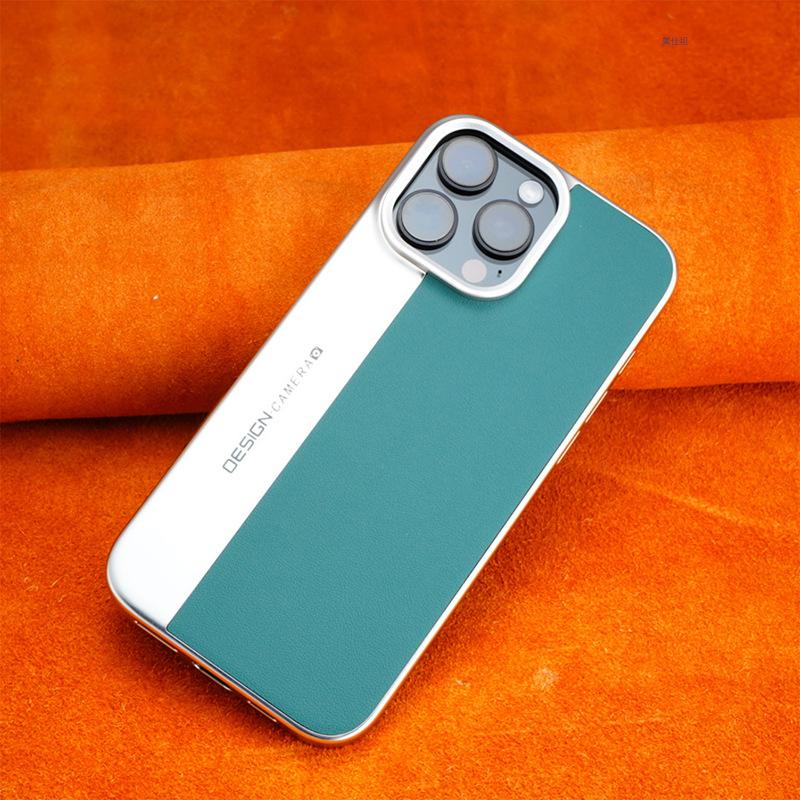 Applicable to Apple 16promax mobile phone case, new iPhone15 all-inclusive anti-drop 14 Internet celebrity electroplated male leather case