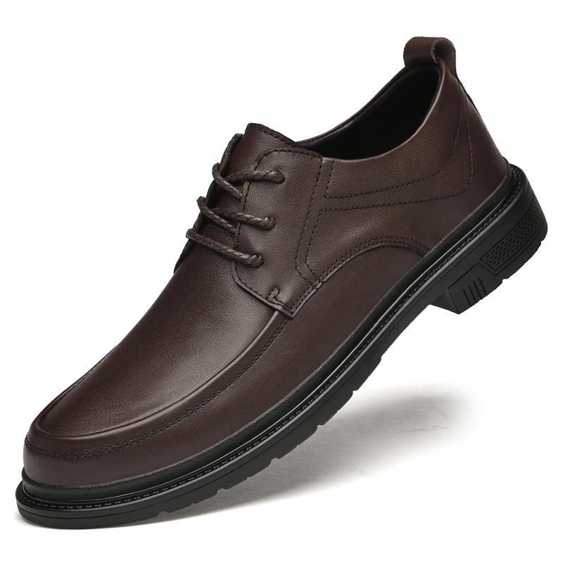 

YJ2158 business casual lace-up leather shoes, 38-45 standard leathershoes 45 коричневий