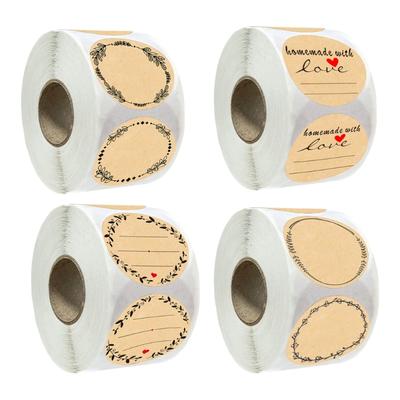 500 Piezas Pegatina Kraft Marrón con Diseños de Corona para Propietarios de Tiendas de Escritura y Decoraciones Festivas Etiquetas Redondas para Frascos