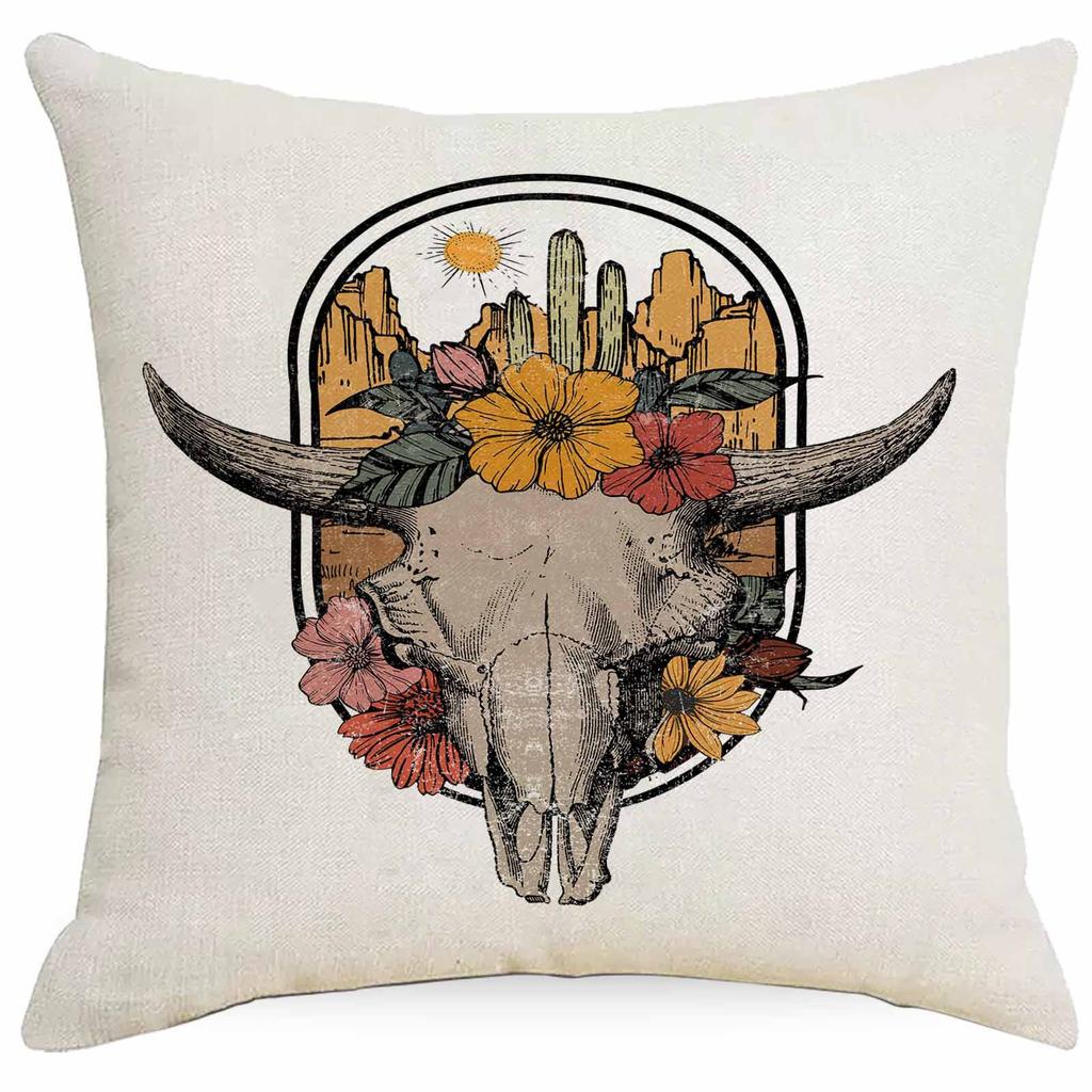 Western Summer Butterfly Bee Flower Pillowcase Home Sofa Cushion Pillowcase Decoration