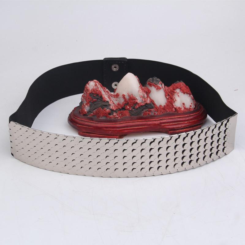 Metal Sequined Women'S Decorative Elastic Wide Belt, Waist Seal