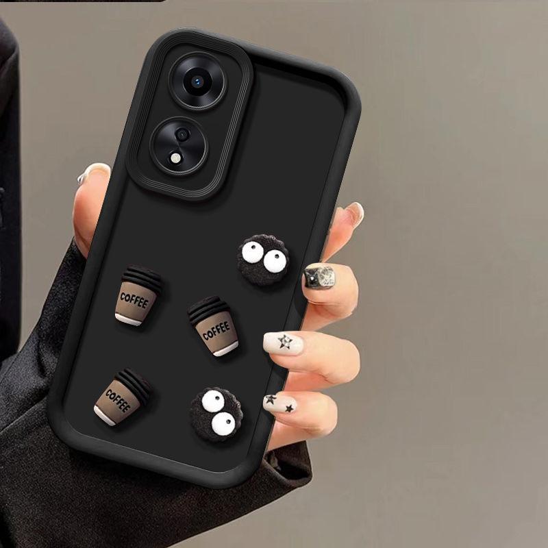 Cute 3D Coal Ball Coffee Phone Case For Samsung Galaxy S23 S21 S20 Fe S22 Plus S24 Ultra 5g A54 A32 A52 A05 A04 A24 A34 A54 Back Cover On S23fe S20fe