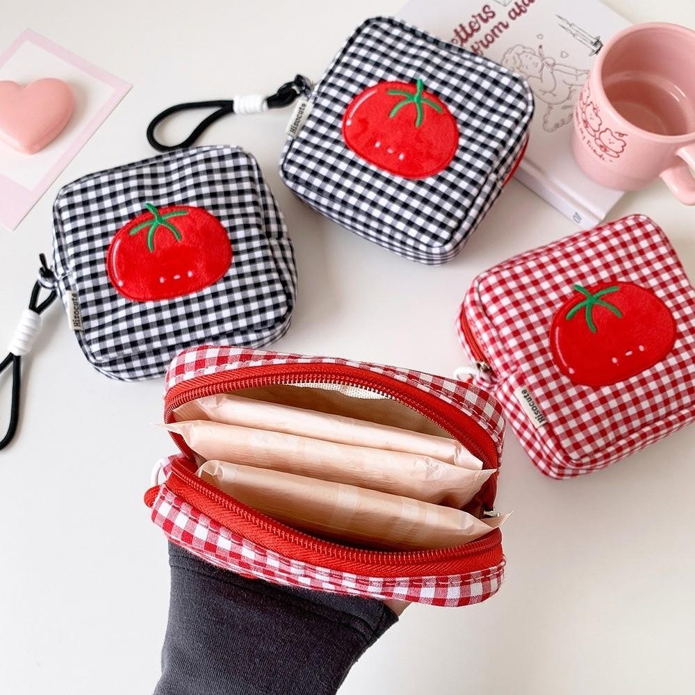 Cloth Checkered Korean Style Pencil Case Tomato Pen Bag Pencil Pouch Girl Kids Children