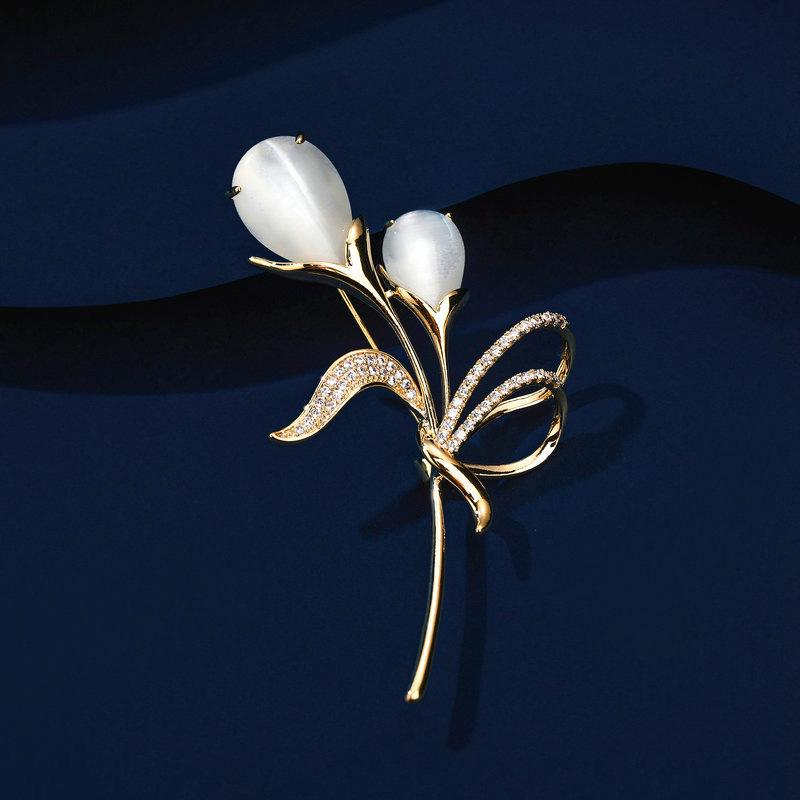 

Зимний свитер куртка пальто аксессуары корсаж фиксированная одежда кардиган булавка цветок опал тюльпан брошь золотой