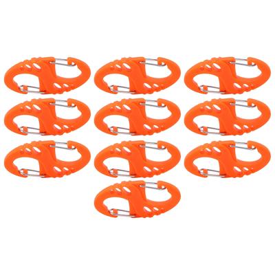 10pcs S Shaped 8 Shaped Snap Keychain Hook Clip Outdoor Molle Backpack Quick Release BuckleOrange