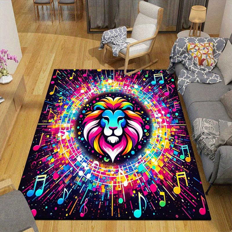 1 Stück bunter Löwendruck, Design Indoor-Teppich - Weich, rutschfest und langlebig, Gaming-Zimmer-Dekoration für Schlafzimmer