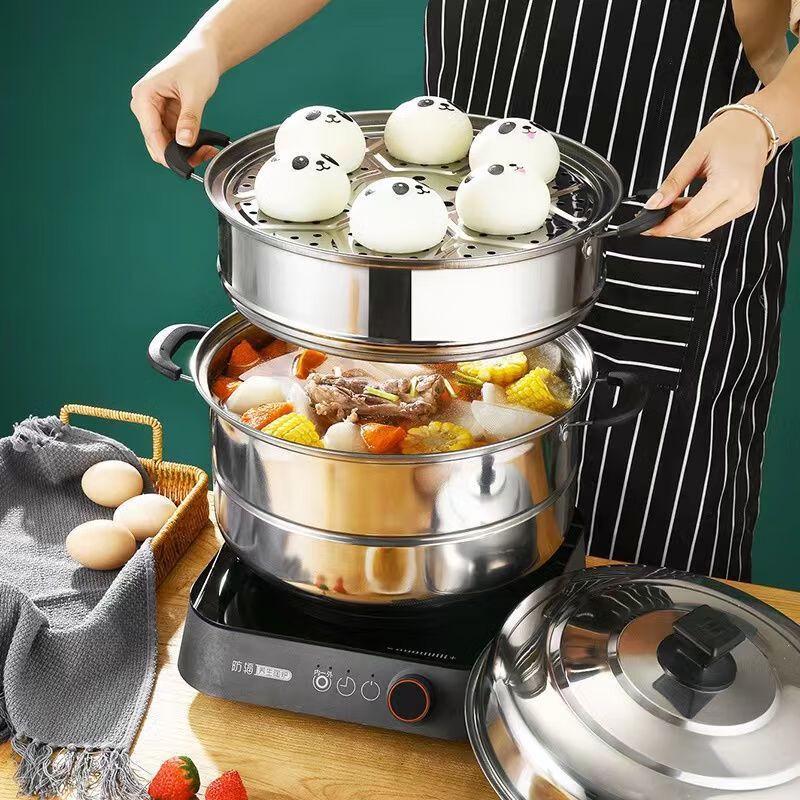 Edelstahl 3-lagiger Mehrzweck-Dampfgarer Topf
