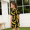 Girls Print Casual Dress Kids Loose Round Neck Short Sleeve Thin Sundress