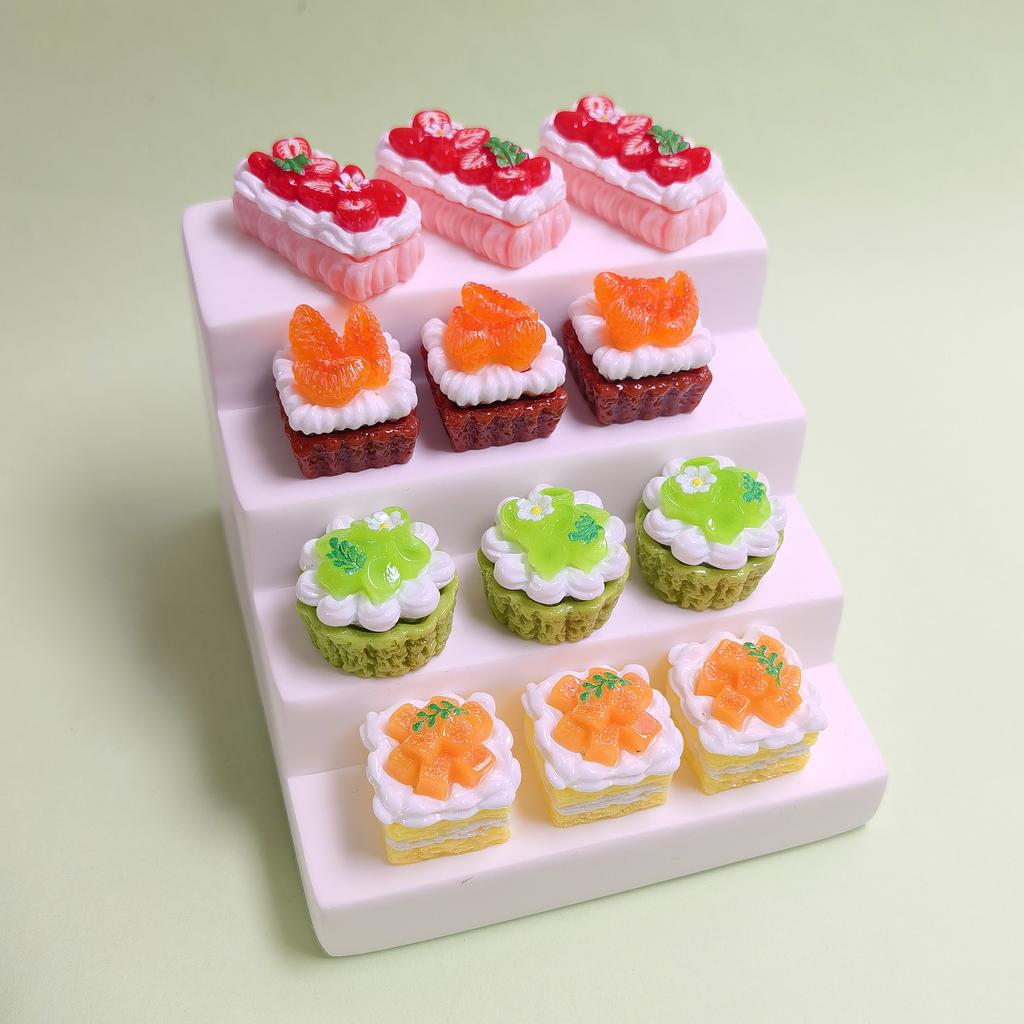 100pcs Resin Fruit Cream Cake Miniature Mini Food Play Decor DIY Kitchen Play Toys Flatback Cabochon Doll House Accessory