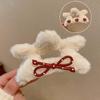 New Elegant Plush Bow Hair Claw Clips for Women Girls Winter Fluffy Plush Large Shark Clamp Hair Clip Headwear Hair Accessories