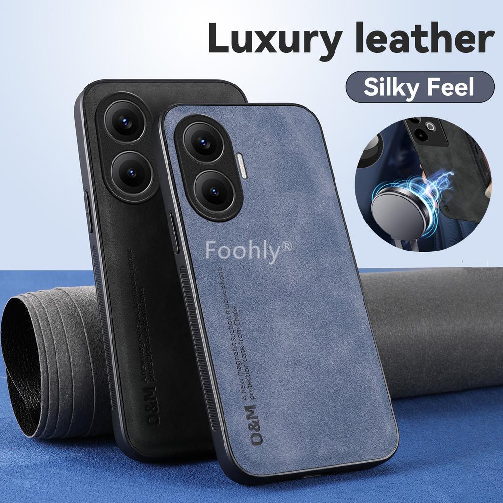 Magnetický obal z nubukové kůže pro Xiaomi Poco F7 X7 Pro Ochranný kryt Nárazuvzdorný Zadní kryt Capa Coque Fundas