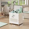Yoga Mat Plastic Trolley with Flip-Top Storage Basket for Living Room Fitness Equipment