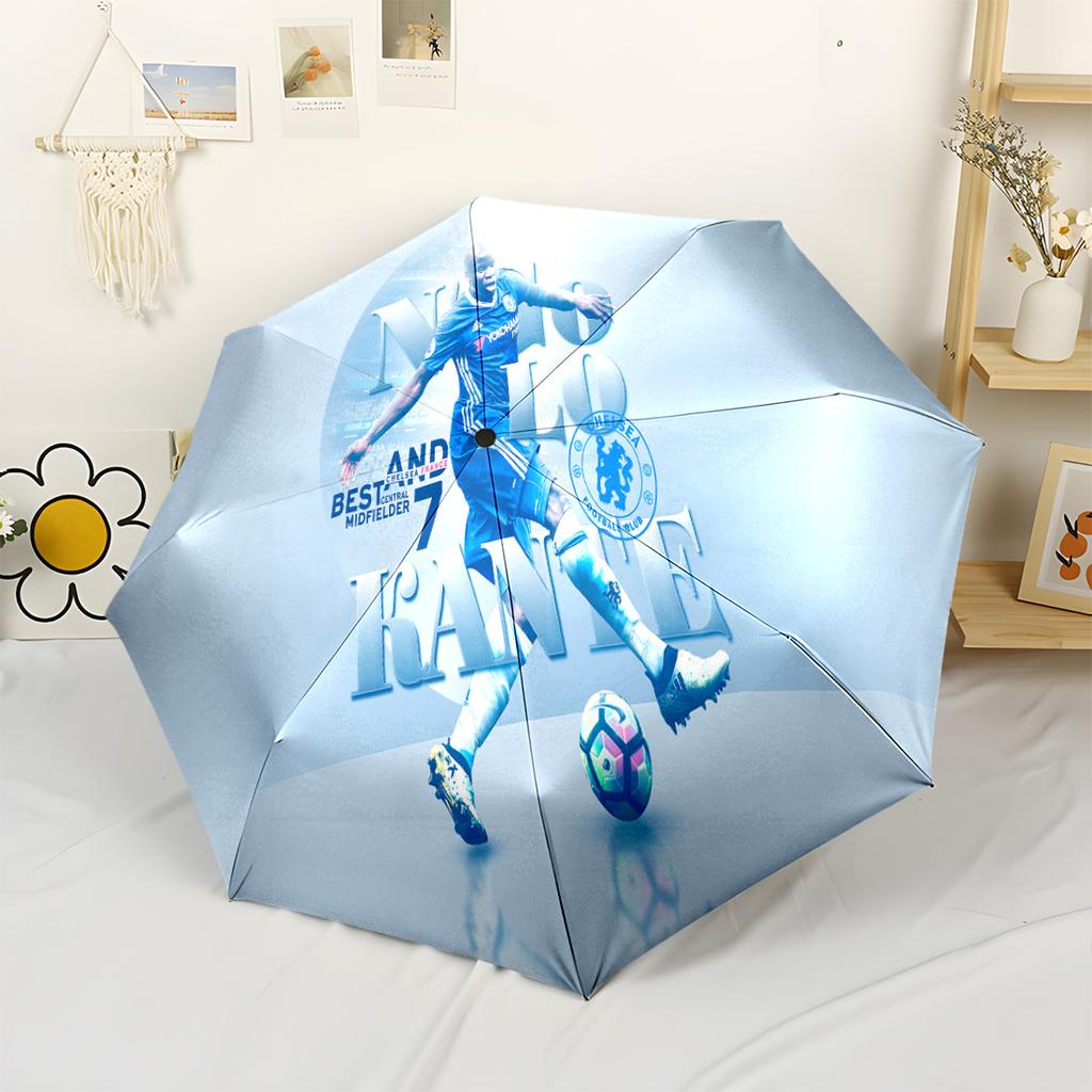 Rainy Day Soccer Action Automatic Umbrella Retractable Design with 8-Rib Durability Foldable Design Travel Essential Outdoor Accessory