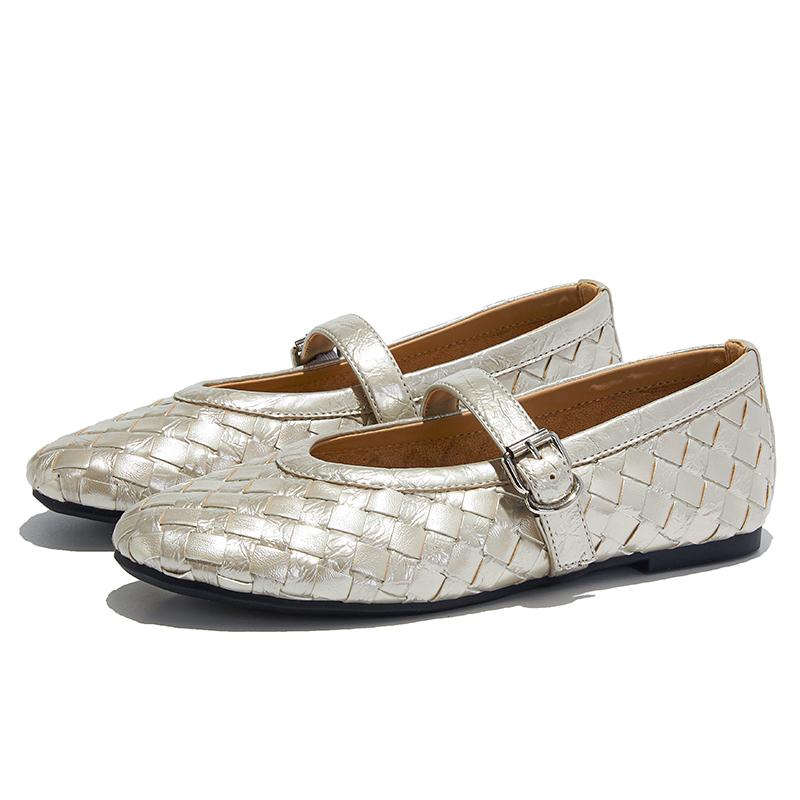Fashion AIYUQI Mary Jane Shoes Women's Fall 2025 New Casual Fashion Ballet Shoes Girls Genuine Leather Woven Princess Shoes Women